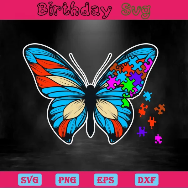 Autism Butterfly Png, Downloadable Files Invert