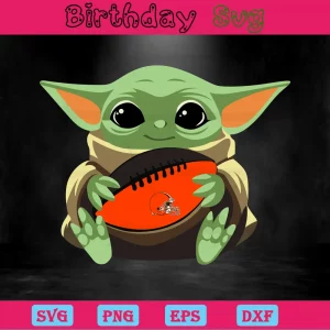 Baby Yoda Cleveland Browns Logo Svg Invert