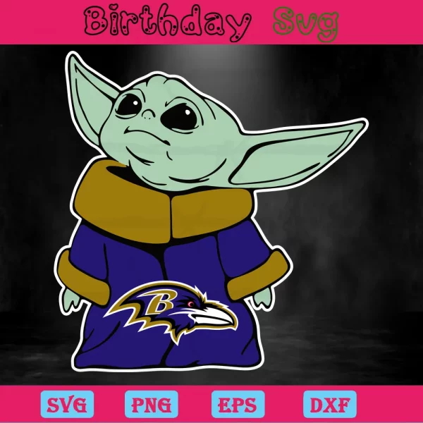 Baby Yoda Transparent Baltimore Ravens Logo Png Invert