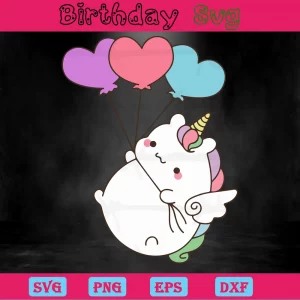 Balloons Silhouette Unicorn Clipart, Svg Png Dxf Eps Cricut Files