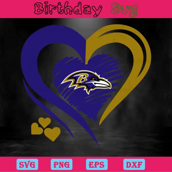 Baltimore Ravens Heart Logo, Svg File Formats Invert