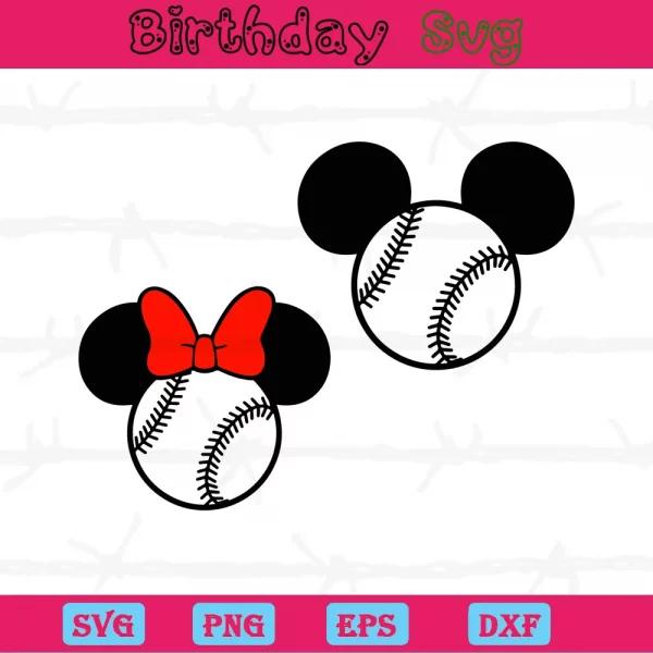 Baseball Mickey Mouse Ears Png, Transparent Background Files
