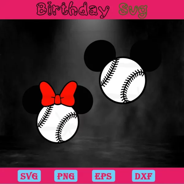 Baseball Mickey Mouse Ears Png, Transparent Background Files Invert