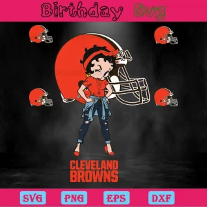 Betty Boop Clevelands Browns Helmet Clipart, Vector Files Invert