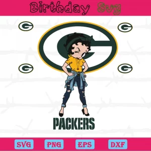 Betty Boop Green Bay Packers Clipart, Layered Svg Files