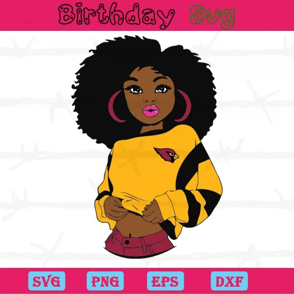 Black Girl Arizona Cardinals, Svg Png Dxf Eps Designs Download