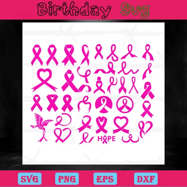 Breast Cancer Ribbons Clipart, Svg Bundle