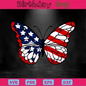 Butterfly American Flag 4Th Of July Svg Designs Invert