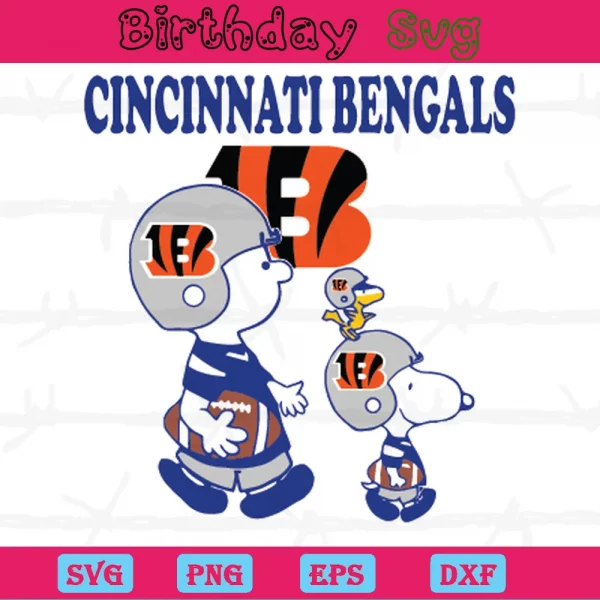 Charlie Brown And Snoopy Cincinnati Bengals Clipart, Svg Files Invert