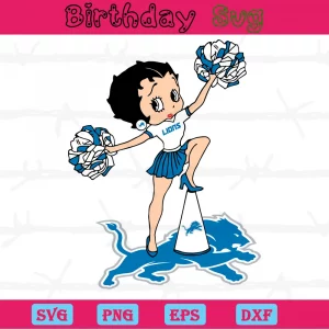 Cheer Betty Boop Detroit Lions Fangirl, Svg Png Dxf Eps Cricut Files