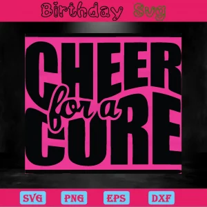 Cheer For A Cure Breast Cancer Awareness Clipart, Cuttable Svg Files Invert
