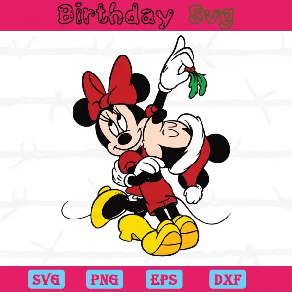 Christmas Mickey And Minnie Mouse Clipart, Svg Png Dxf Eps Digital Files
