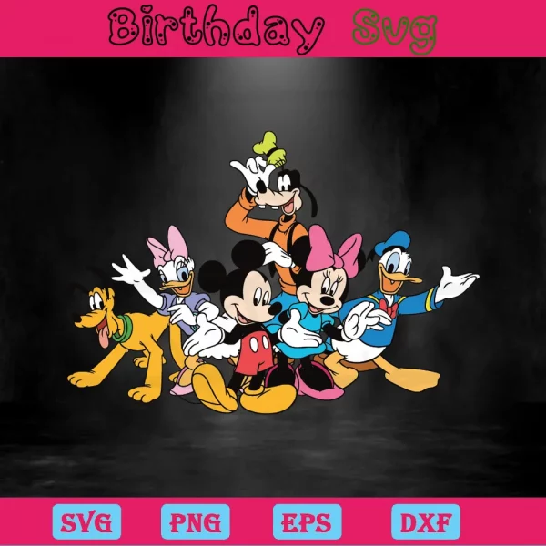 Clipart Mickey Mouse And Friends, Vector Files Invert