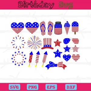 Cute Happy 4Th Of July Clipart, Svg Bundle