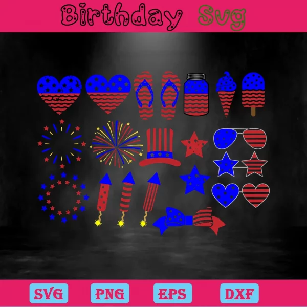 Cute Happy 4Th Of July Clipart, Svg Bundle Invert