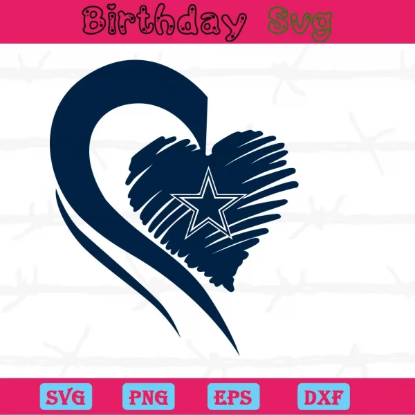Dallas Cowboys Heart, Svg Files For Crafting And Diy Projects