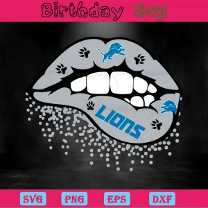 Detroit Lions Sexy Lips, High-Quality Svg Files Invert