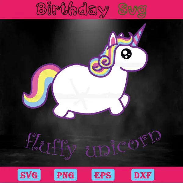 Fluffy Unicorn Silhouette, Svg Png Dxf Eps Digital Files