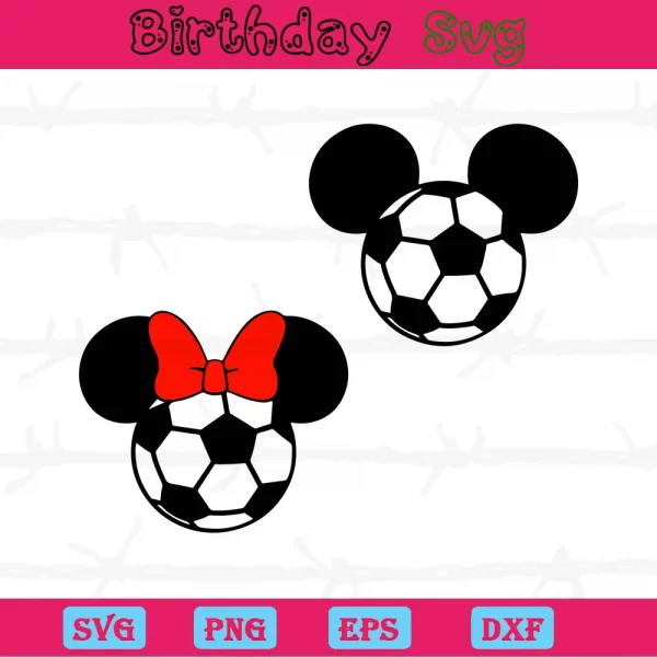 Football Mickey Mouse Ears Clipart, Layered Svg Files