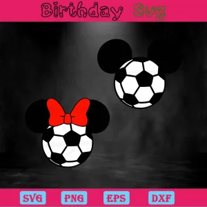 Football Mickey Mouse Ears Clipart, Layered Svg Files Invert