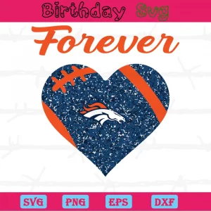 Forever Denver Broncos Heart Diamond, Svg Clipart