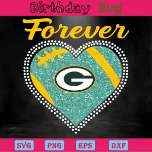 Forever Green Bay Packers Heart Diamond, Vector Svg