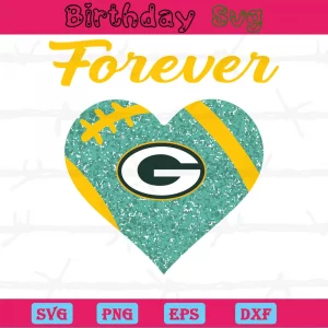 Forever Green Bay Packers Heart Diamond, Vector Svg Invert