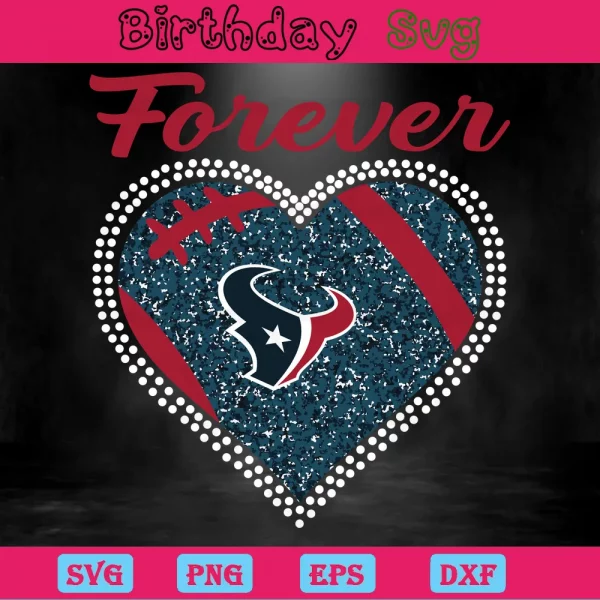 Forever Houston Texans Heart Diamond, Svg Files Invert