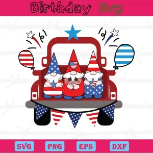 Gnomes On Truck Cute 4Th Of July Clipart, Svg Designs