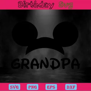 Grandpa Clipart Of Mickey Mouse Ears, Svg Files Invert