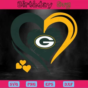 Green Bay Packers Heart Logo, Svg Png Dxf Eps Cricut Invert