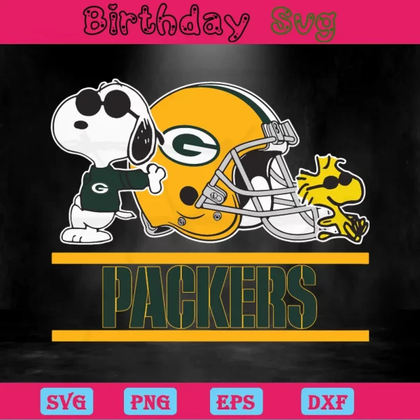 Green Bay Packers Snoopy Woodstock, Svg Png Dxf Eps Invert