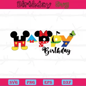 Happy Birthday Mickey Mouse Clipart, Scalable Vector Graphics