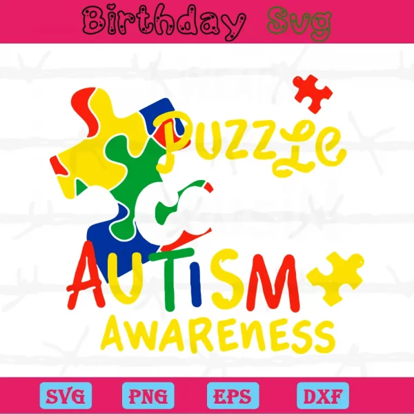 I Wear Puzzle Cousin Autism Awareness, Svg File Formats Invert