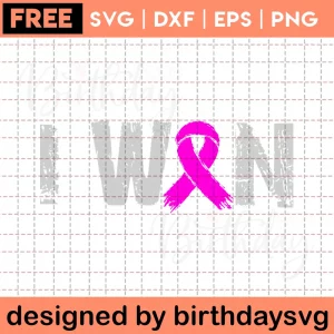 I Win Free Svg Breast Cancer Ribbon Invert