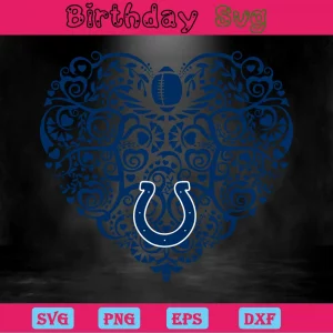 Indianapolis Colts Football Heart, Svg Files For Crafting And Diy Projects Invert