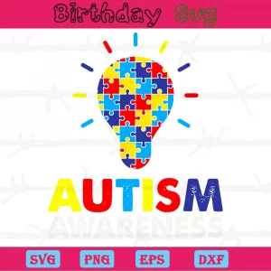 Light Bulb Autism Awareness Png, Transparent Background Files Invert