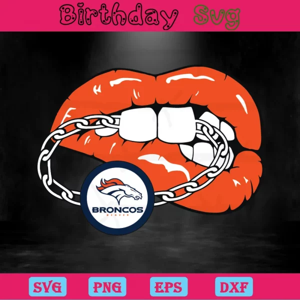 Lips Denver Broncos Football Team, Vector Illustrations Invert
