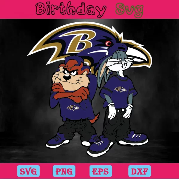 Looney Tunes Hip Hop Baltimore Ravens Svg File Invert
