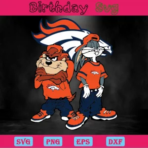 Looney Tunes Hip Hop Denver Broncos Png, Digital Files Invert