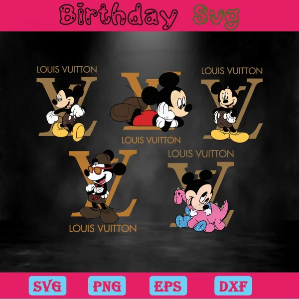 Louis Vuitton Mickey Mouse Clipart, Svg Png Dxf Eps Digital Files Invert