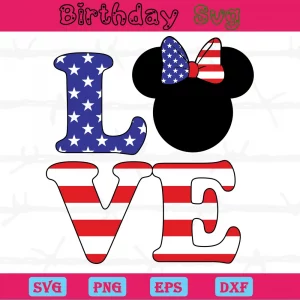 Love Mickey Mouse 4Th Of July Clipart, Svg Designs