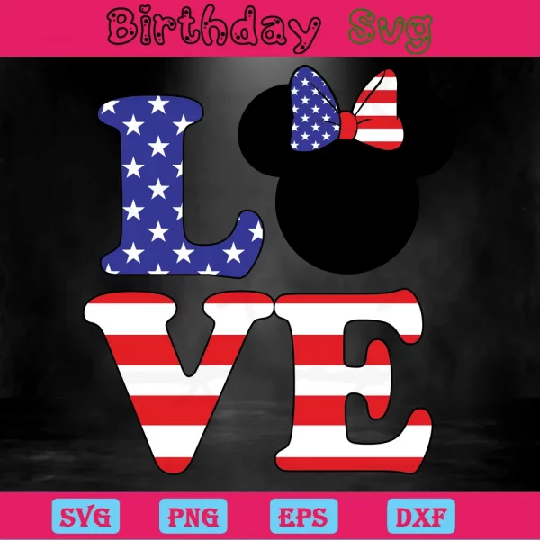 Love Mickey Mouse 4Th Of July Clipart, Svg Designs Invert
