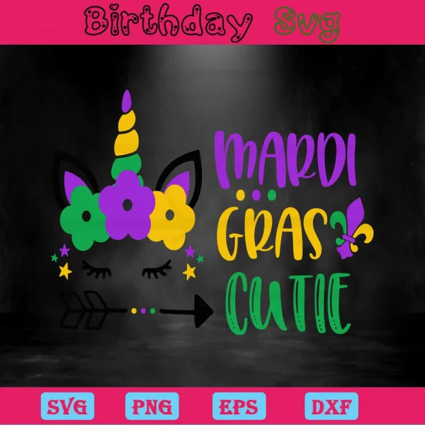Mardi Gras Cutie, Svg Files For Crafting And Diy Projects Invert