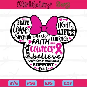 Mickey Head Breast Cancer Awareness, Svg File Formats