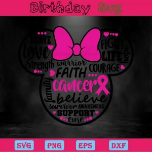 Mickey Head Breast Cancer Awareness, Svg File Formats Invert