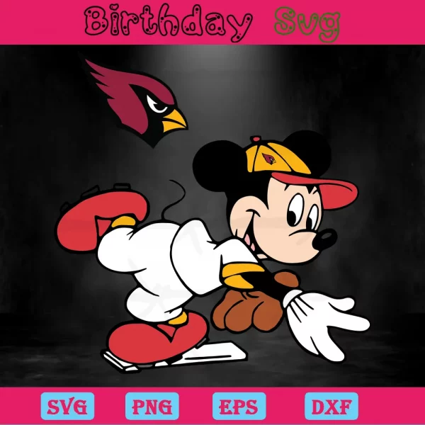 Mickey Mouse Arizona Cardinals Logo, Svg Clipart Invert