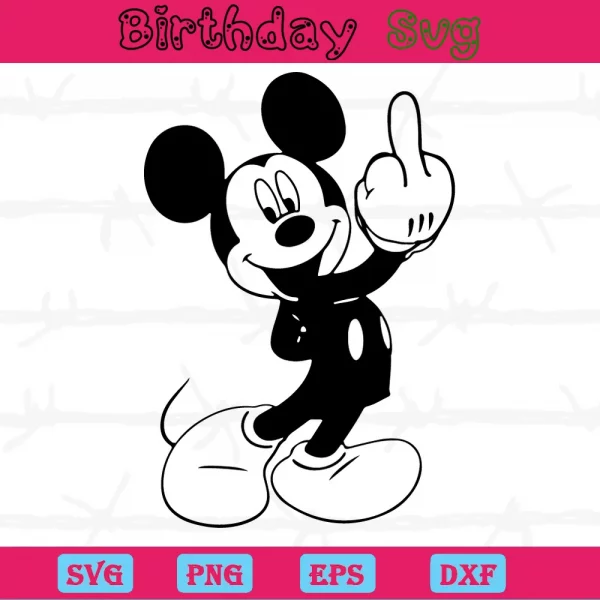 Mickey Mouse Black And White Clipart, Vector Svg