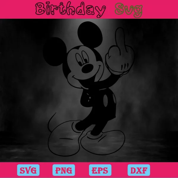Mickey Mouse Black And White Clipart, Vector Svg Invert