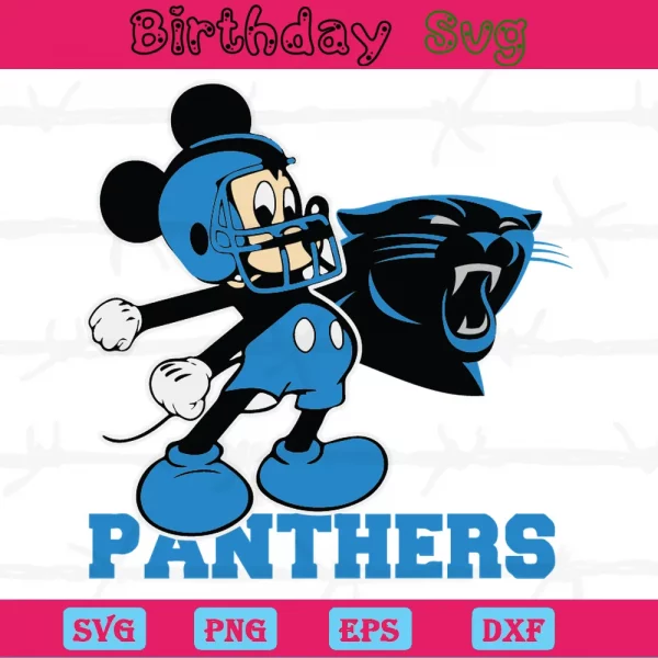 Mickey Mouse Carolina Panthers Football Team, Svg Files